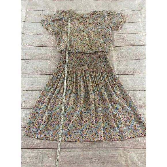 Vintage 1990's Joy Gordon Women's Light Bright Floral Dress - 12 - Picture 3 of 11